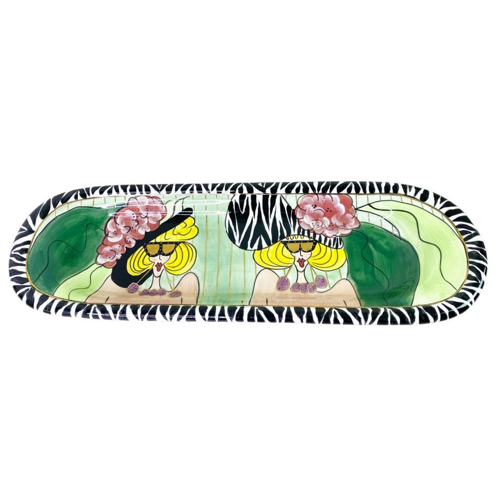SWAK Lynda Cornielle Aunt Gertie 18" Long Oval Plate Wall Hanging Hand-Paint EUC